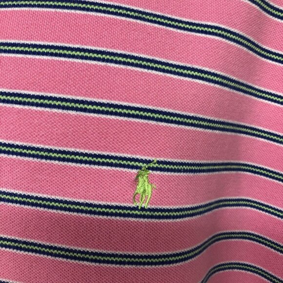 Mens Polo Ralph Lauren Pink Stripped Summer Cotton Polo Shirt Sz XXL - Picture 5 of 6